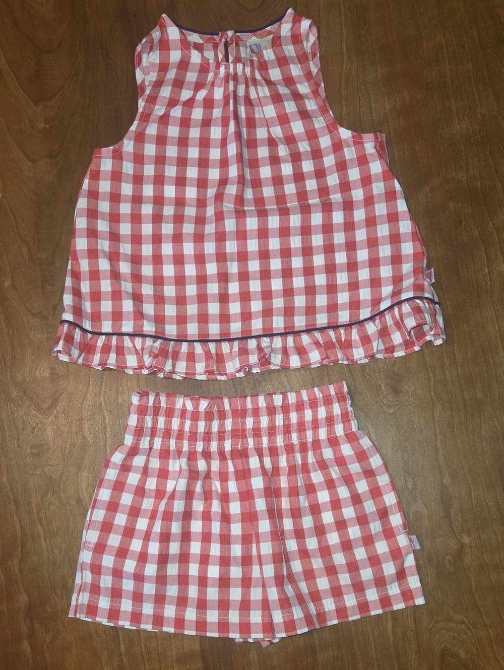 Kids Red Gingham Set - Sleeveless Top & Shorts